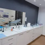 Dental laboratory workspace at Saranda Dental Center